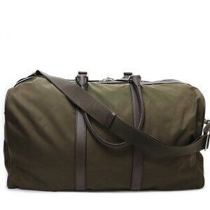 Prada khaki leather nylon Boston brown bag trim